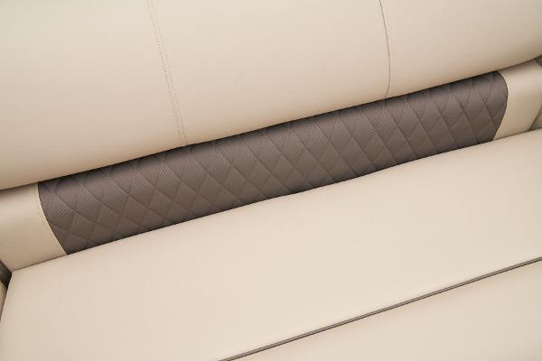 Slide: The Image of Close-up of 2024 Sun Tracker Party Barge 22 XP3 beige and gray quilted seating. - 47
