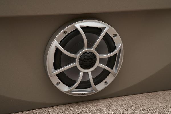 Slide: The Image of 2024 Sun Tracker Party Barge 22 XP3 speaker detail. - 49