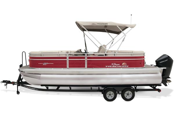 Slide: The Image of 2024 Sun Tracker Party Barge 22 XP3 pontoon boat on trailer. - 5