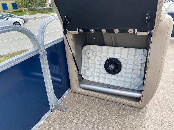 Slide: The Image of Storage compartment of 2021 Sun Tracker Party Barge 24 DLX pontoon boat. - 16