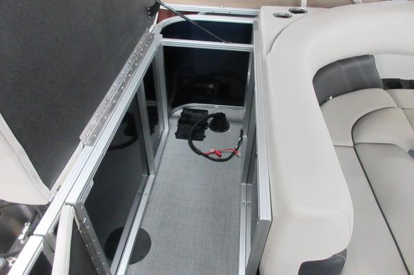 Slide: The Image of 2023 Sylvan 820 Mirage Cruise RE interior storage compartment with seating. - 7