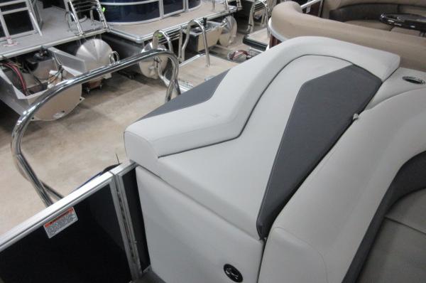 Slide: The Image of 2023 Sylvan 820 Mirage Cruise RE boat interior with sleek seating design. - 8