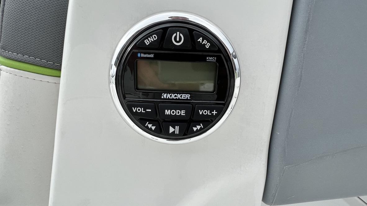 Slide: The Image of 2021 Tahoe T16 boat audio system with Kicker Bluetooth control panel. - 13