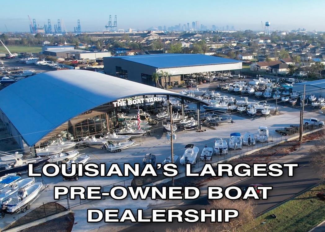 Slide: The Image of Aerial view of Louisiana's largest pre-owned boat dealership, The Boat Yard. - 16