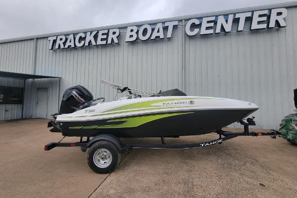 Slide: The Image of 2024 Tahoe T16 boat at Tracker Boat Center. - 1