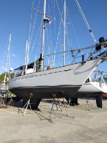 Slide: The Image of 1988 Tayana 52 sailboat on dry dock for maintenance. - 19