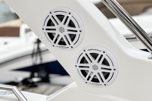 Slide: The Image of 2024 Tiara Yachts 34LS boat speakers, close-up view. - 46