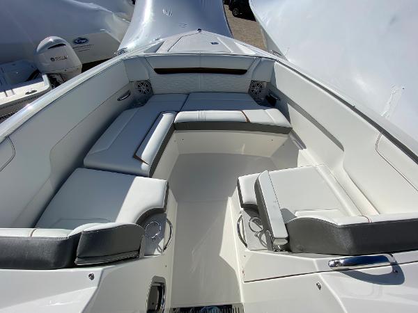 Slide: The Image of 2021 Tiara Yachts 34 LX interior with spacious seating and modern design. - 29