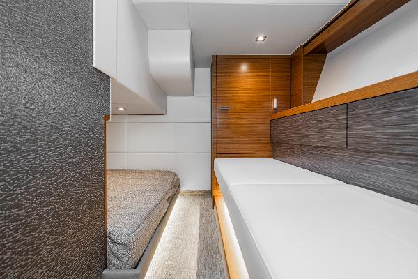 Slide: The Image of Interior cabin of 2020 Tiara Yachts 39 Coupe, featuring modern design and comfortable seating. - 39