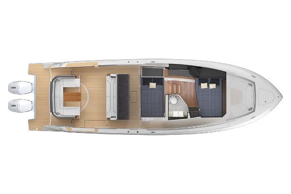 Slide: The Image of Manufacturer Provided Image: Top view of 2024 Tiara Yachts 43 LS layout with twin engines. - 32