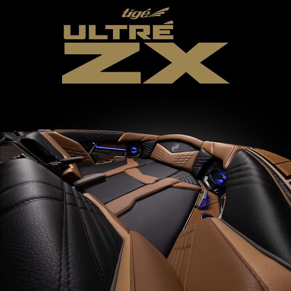 Slide: The Image of 2024 Tigé ULTRA ZX 23 and 25 luxury boat interior with premium leather seating. - 1