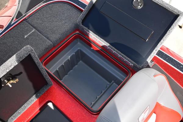 Slide: The Image of 2024 Triton 18 TrX boat storage compartments and seating. - 25