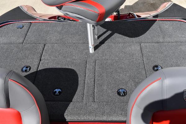 Slide: The Image of 2024 Triton 18 TrX boat deck with seating and storage compartments. - 38