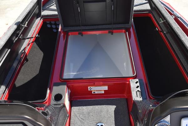 Slide: The Image of 2024 Triton 18 TrX boat storage compartments and livewell. - 4