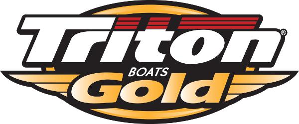 Slide: The Image of Logo of Triton Boats Gold, featuring bold text and a winged design. - 42