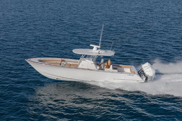 Slide: The Image of 2025 Valhalla Boatworks V-37 cruising on open water. - 0