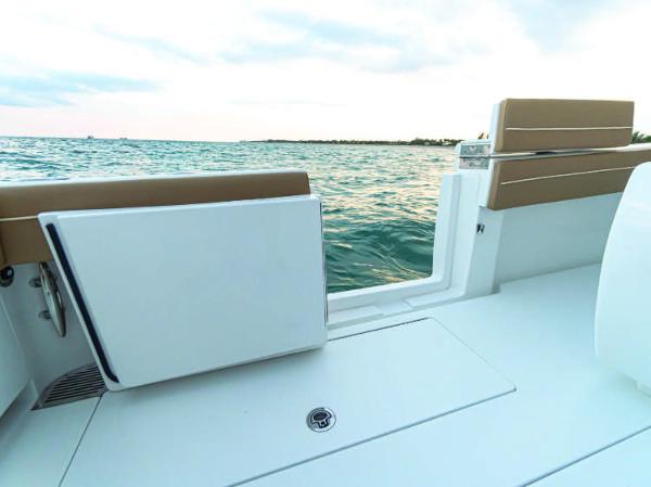Slide: The Image of 2025 Valhalla Boatworks V-37, open deck view with ocean backdrop. - 40