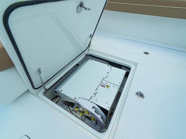 Slide: The Image of Valhalla Boatworks V-37 2025 model, open hatch revealing internal components. - 7