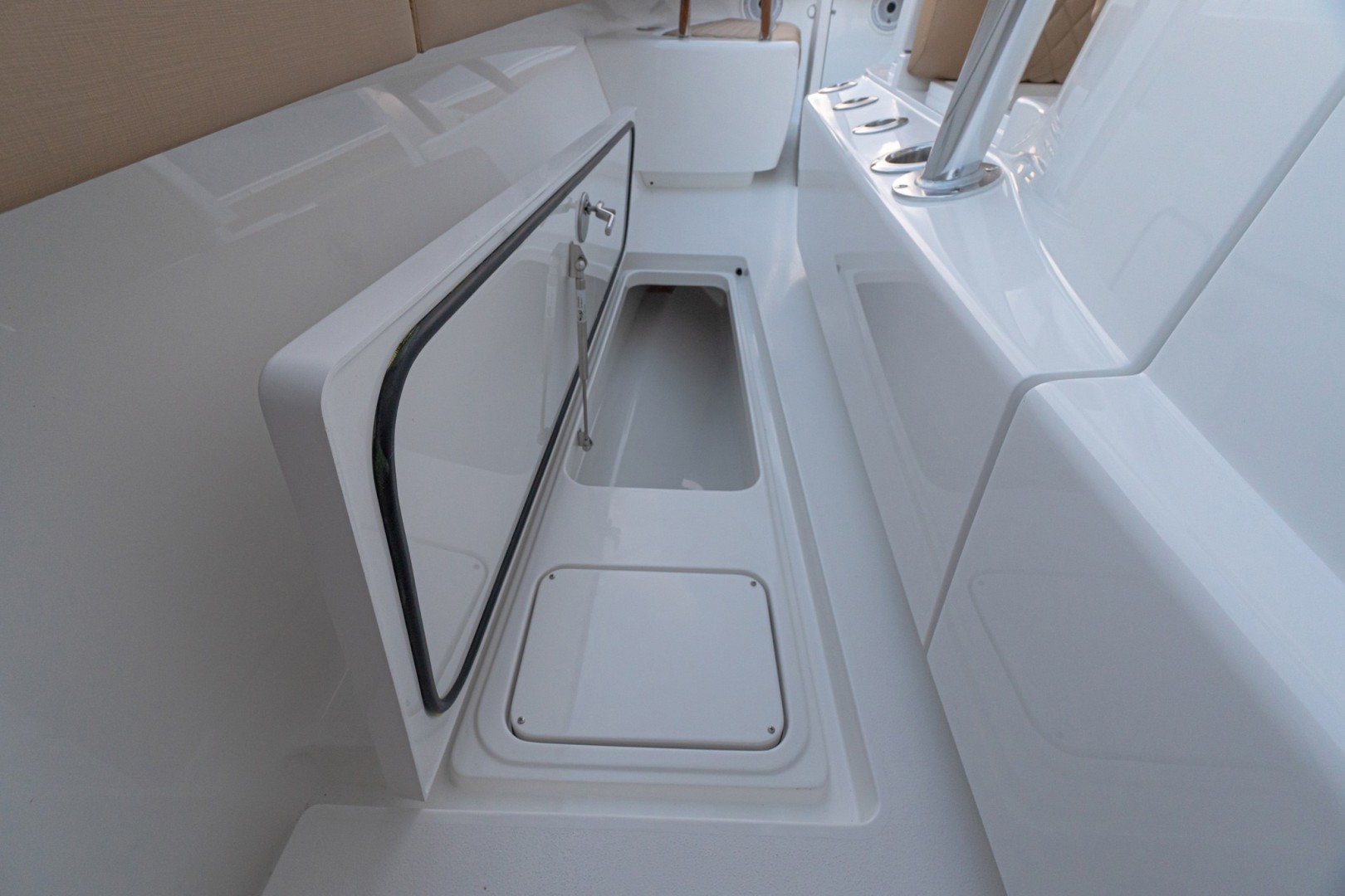 Slide: The Image of Valhalla 37 - Gunwale Storage 2022 Valhalla Boatworks V37 - 1815995