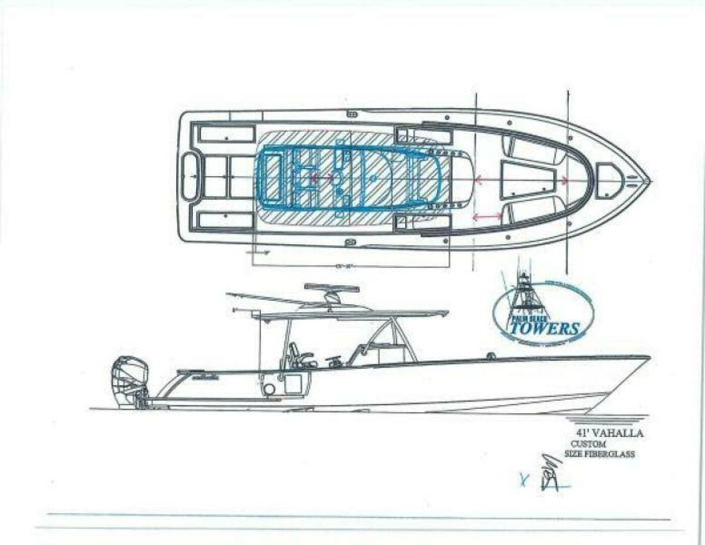 Slide: The Image of 2023 41 Valhalla Boatworks Center Console PBT Hardtop Sketch - 5389988