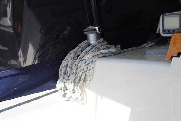 Slide: The Image of Coiled rope on a 1996 Valiant 42 sailboat deck. - 23