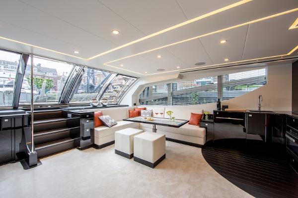 Slide: The Image of Luxurious interior of 2026 Van der Valk Beach Club 600 yacht with modern seating and large windows. - 15