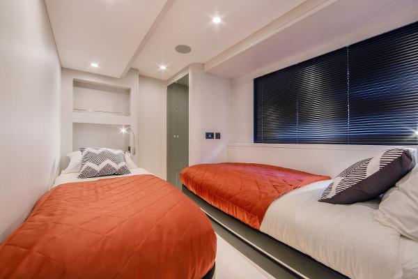 Slide: The Image of Modern twin bedroom in Van der Valk Beach Club 600 yacht, 2026 model. - 19