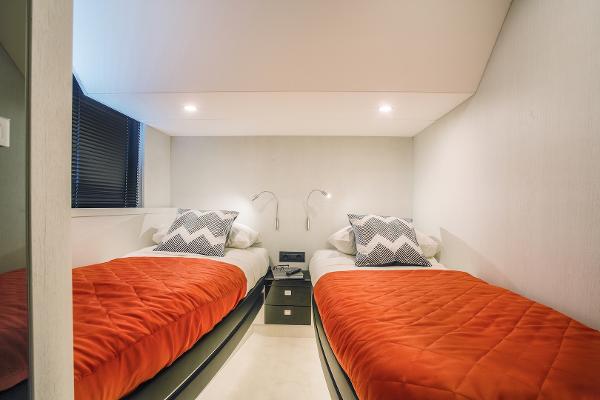 Slide: The Image of Twin bedroom in 2026 Van der Valk Beach Club 600 yacht with modern decor. - 29