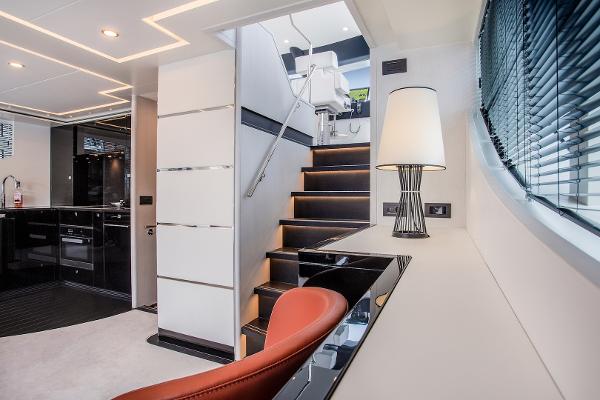 Slide: The Image of Modern interior of Van der Valk Beach Club 600 yacht, 2026 model, featuring sleek design and elegant lighting. - 7
