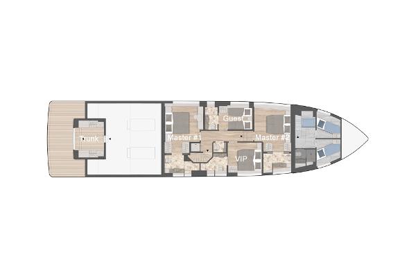 Slide: The Image of Floor plan of 2026 Van der Valk LeVen 90 yacht, featuring master, guest, and VIP rooms. - 30