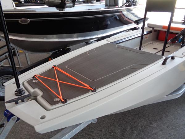 Slide: The Image of 2023 Veer V13 boat with deck and orange bungee cords. - 3