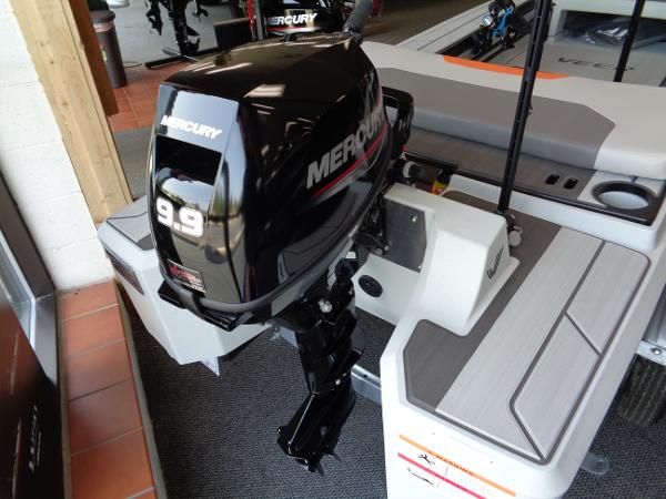 Slide: The Image of 2023 Veer V13 boat with Mercury 9.9 outboard motor in showroom. - 5