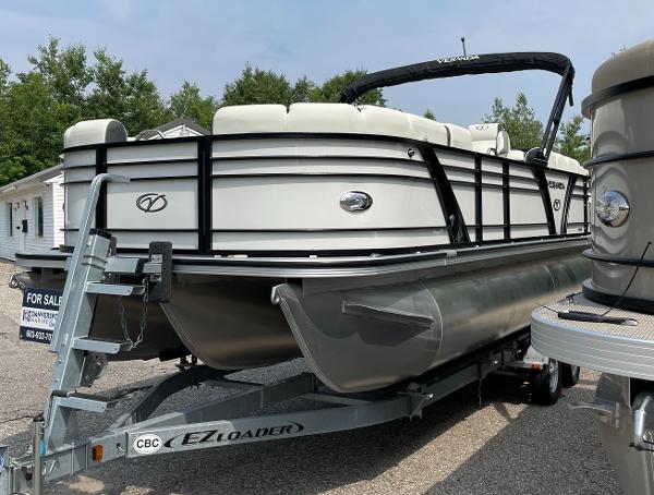 Slide: The Image of 2024 Veranda VP 22RC pontoon boat on EZ Loader trailer. - 0