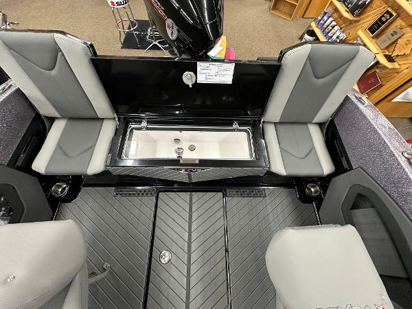 Slide: The Image of 2024 Vexus DVX19S boat interior with seating and storage compartments. - 11