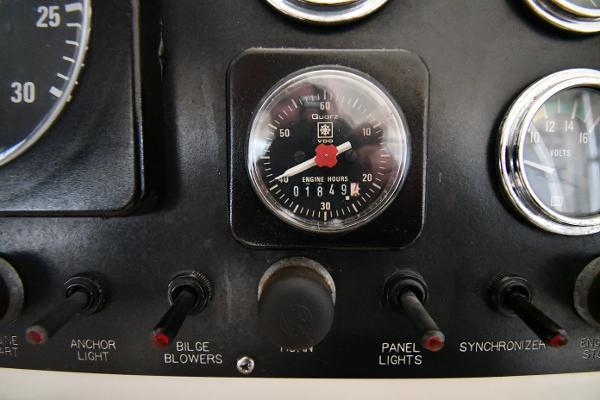 Slide: The Image of Dashboard of 1988 Viking 48 Convertible boat with engine hour meter and switches. - 27