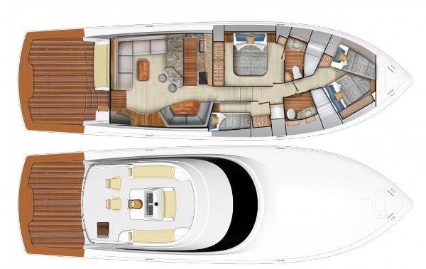 Slide: The Image of 2025 Viking 58 Convertible yacht floor plan, showcasing luxurious interior and deck layout. - 19