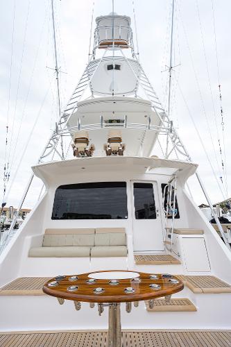 Slide: The Image of 2005 Viking 61 yacht with spacious deck and seating area. - 25