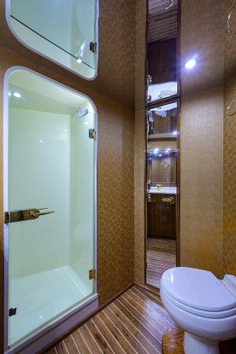 Slide: The Image of Luxurious bathroom in 2005 Viking 61 yacht with shower and toilet. - 47