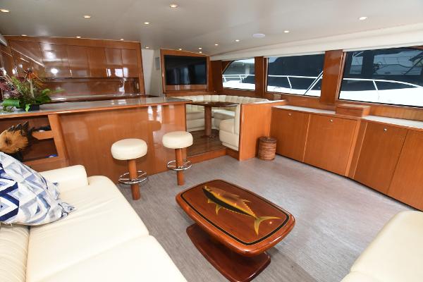Slide: The Image of Luxurious interior of 2000 Viking 65 Convertible yacht with modern furnishings. - 21