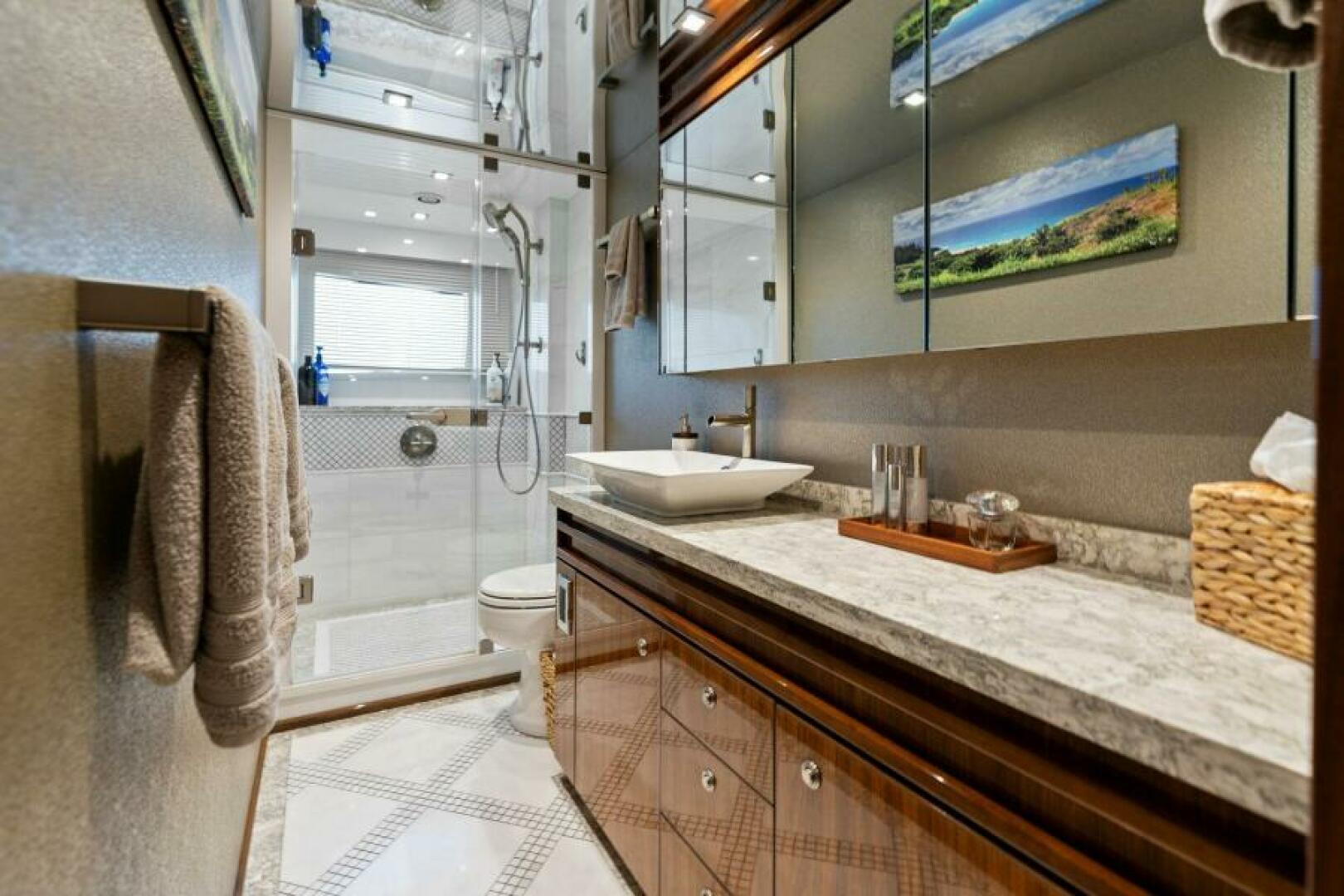 Slide: The Image of 2021 Viking 82 Cockpit Motor Yacht - MANA - Master Stateroom Head - 4866921