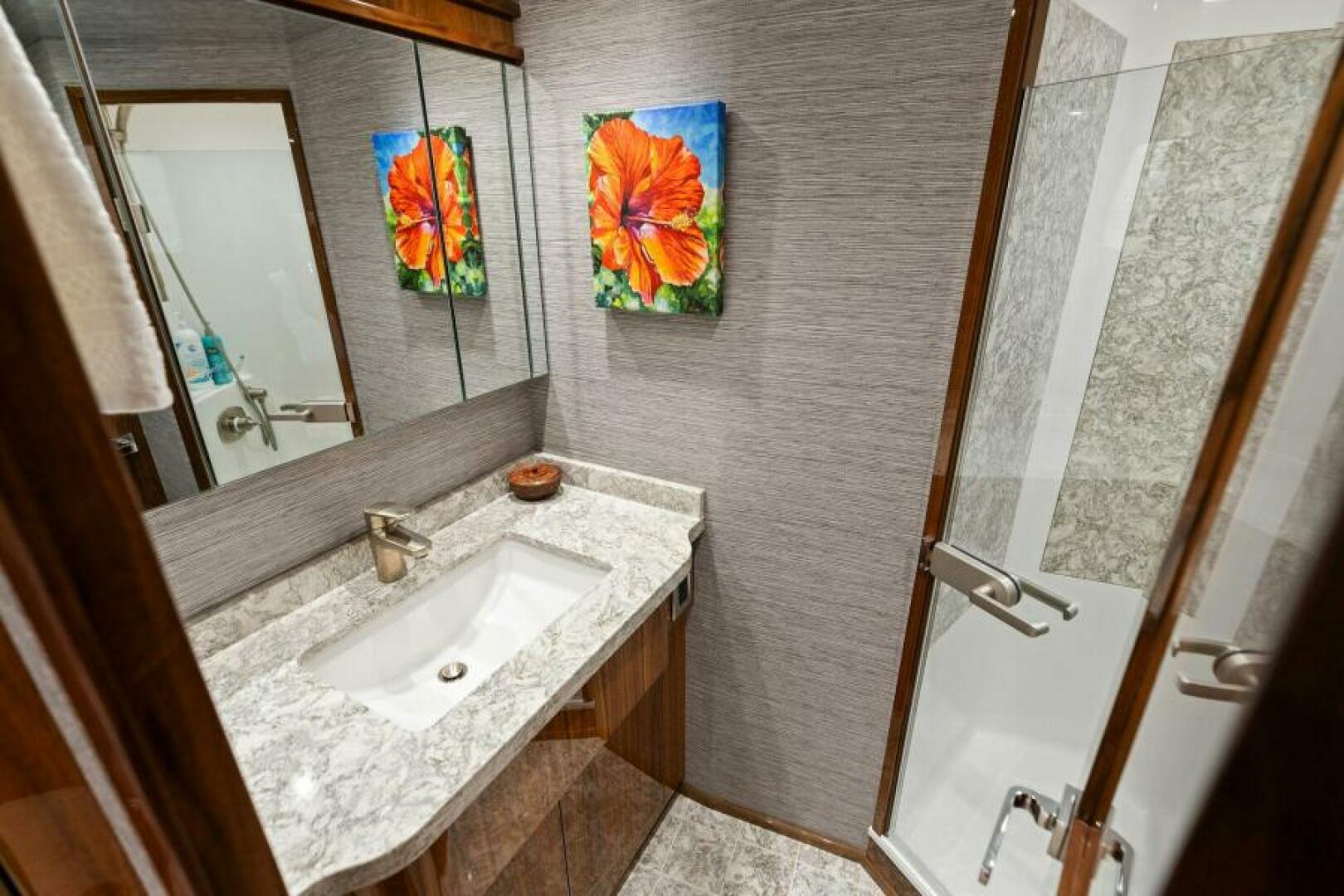 Slide: The Image of 2021 Viking 82 Cockpit Motor Yacht - MANA - Starboard Stateroom Head - 4866933