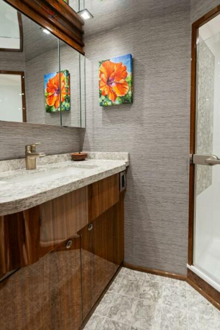Slide: The Image of 2021 Viking 82 Cockpit Motor Yacht - MANA - Starboard Stateroom Head - 4866934