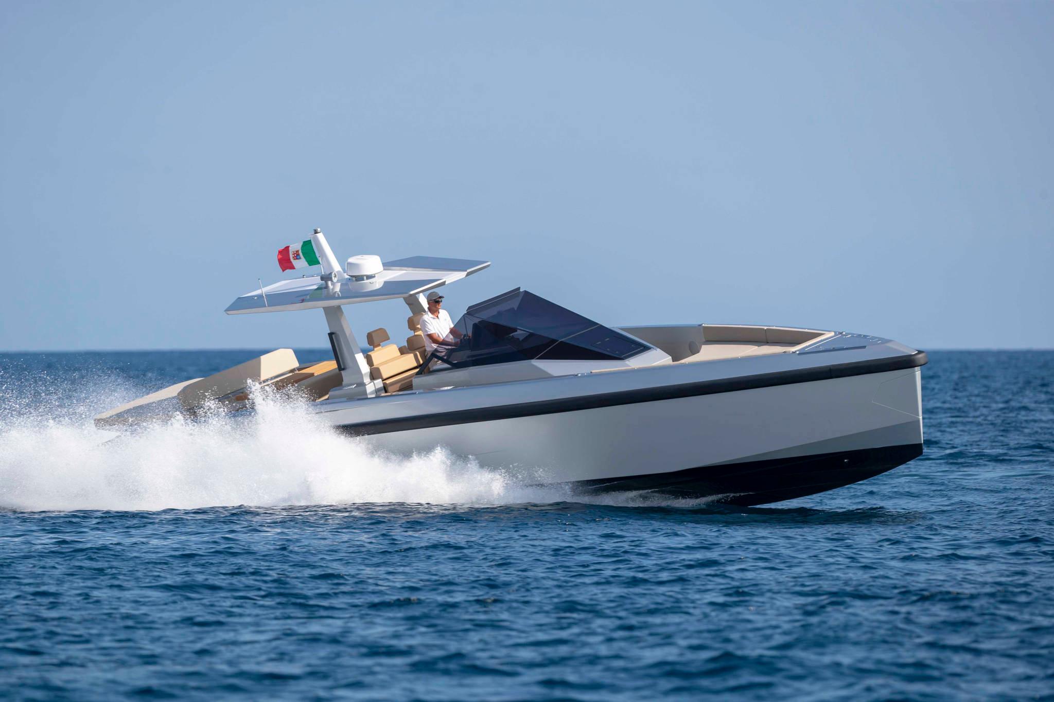Slide: The Image of 2023 Wally WallyTender48 luxury yacht cruising on open water. - 5