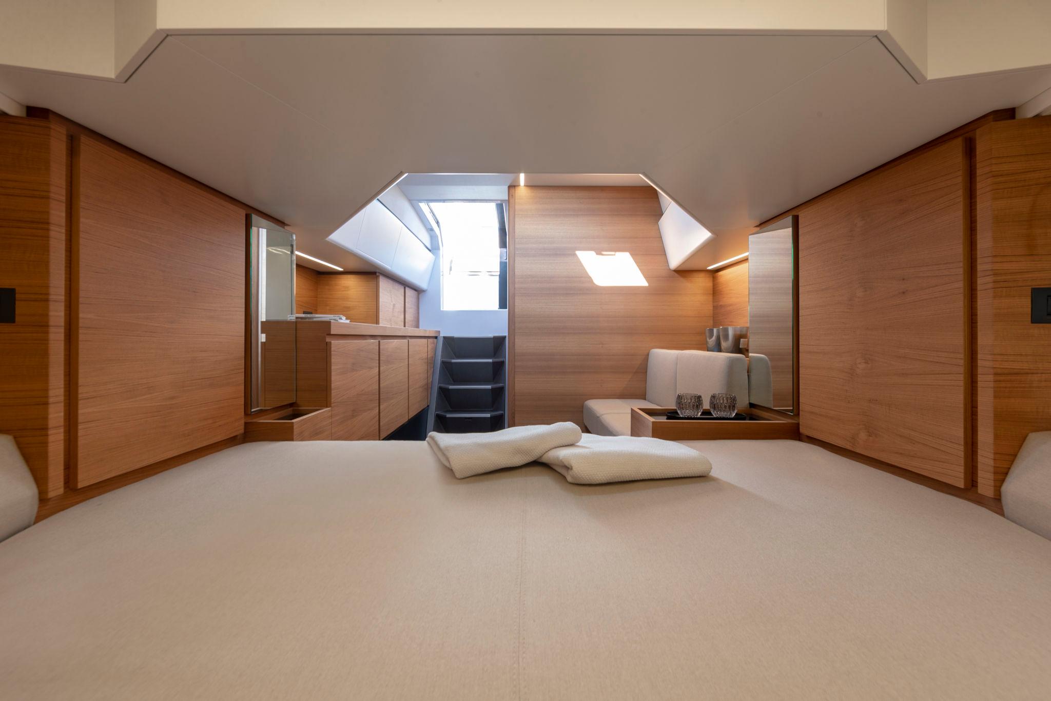 Slide: The Image of Luxurious interior of 2023 Wally WallyTender48 yacht with modern wooden finishes. - 7