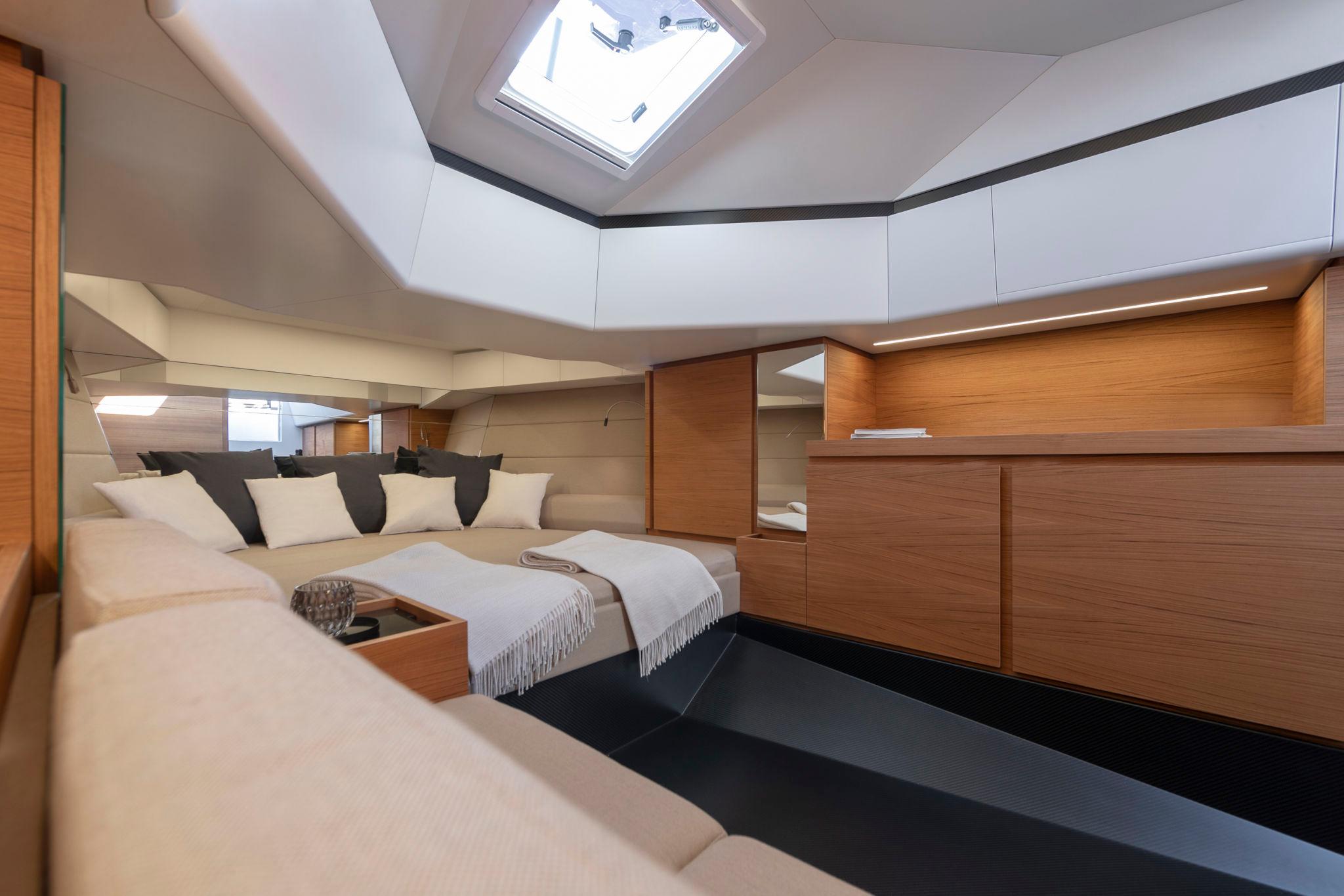 Slide: The Image of Luxurious interior of 2023 Wally WallyTender48 yacht with modern design and skylight. - 9