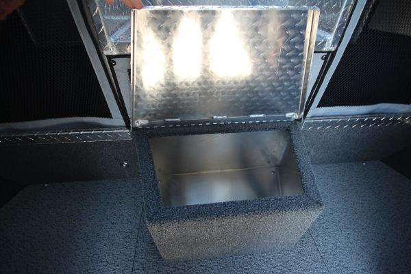 Slide: The Image of Open storage compartment in 2026 Weldcraft 220 Ocean King 250XB boat interior. - 26