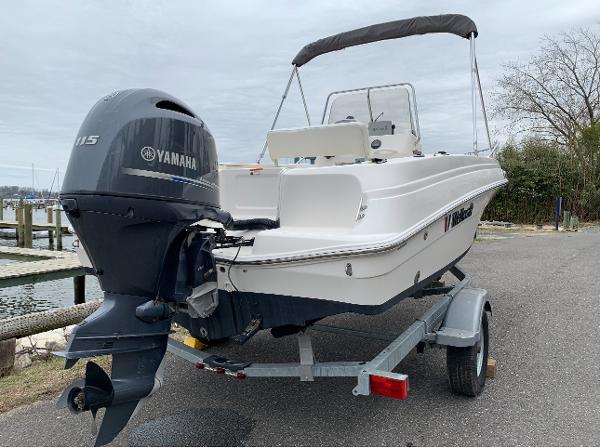 Slide: The Image of 2017 Wellcraft 180 Fisherman boat with Yamaha 115 outboard motor on trailer. - 4