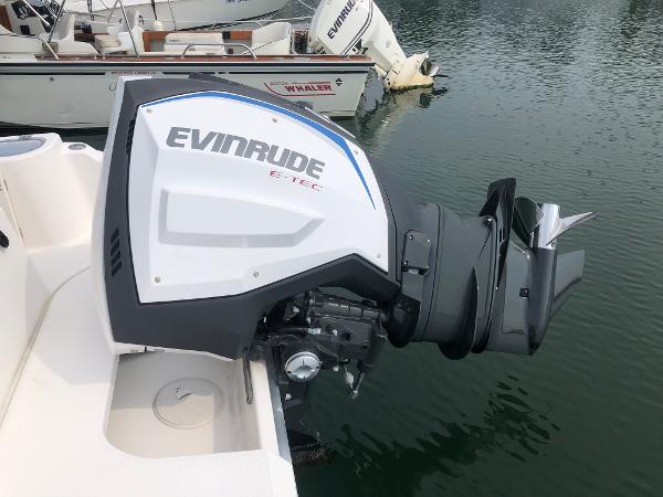 Slide: The Image of 2019 Wellcraft 242 Fisherman with Evinrude E-TEC outboard motor on calm water. - 4