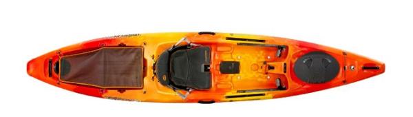 Slide: The Image of 2023 Wilderness Systems Tarpon 120 kayak, top view, orange and yellow. - 6