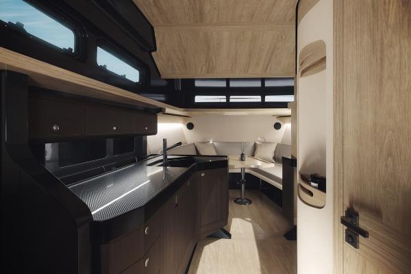 Slide: The Image of 2024 Windy SRL/SR60 yacht interior with modern kitchen and cozy seating area. - 5